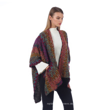 Damen Wende Poncho Wrap Cape Schal Fashional Pullover Mantel Strickjacke mit Tasche